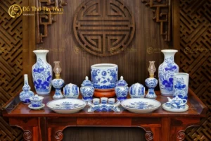 Bộ Đồ Thờ Thần Linh Men Lam Truyền Thống Bát Tràng