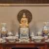 Bộ Đồ Thờ Phật Men Rạn Vẽ Vàng Bát Tràng