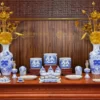 Bộ Đồ Thờ Gia tiên Men Lam Bát Tràng