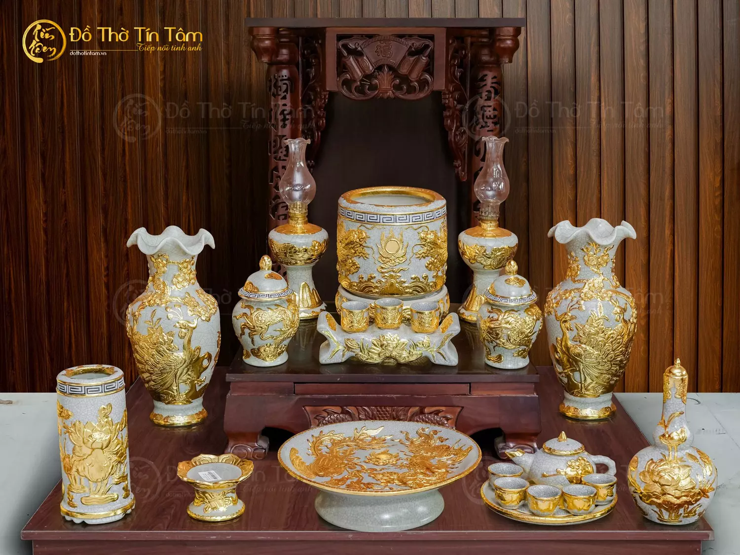 Bộ đồ thờ Bát tràng Thần tài - thổ địa