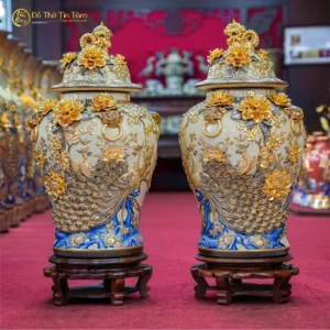 Chóe Thờ Men Hoàng Tộc Vẽ Vàng Bát Tràng