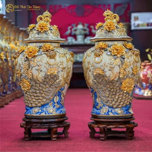 Chóe Thờ Men Hoàng Tộc Vẽ Vàng Bát Tràng