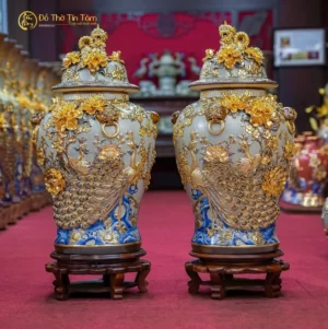 Chóe Thờ Men Rạn Bát Tràng Vẽ Vàng