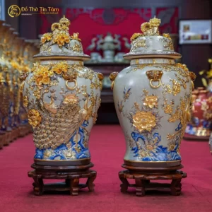 Chóe Thờ Men Rạn Bát Tràng Vẽ Vàng
