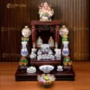 Đồ Thờ Thần Tài - Thổ Địa Men Lam Vẽ Vàng Họa Tiết Hoa Sen