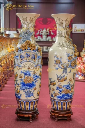 Đôi Lộc Bình Phúc Lộc Thọ Men Hoàng Thổ Bát Tràng
