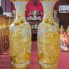Đôi Lục Bình Dát Vàng Họa Tiết Công Đào Bát Tràng