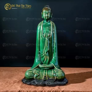 Tượng Phật An Nhiên Bát Tràng Men Xanh Ngọc Lục