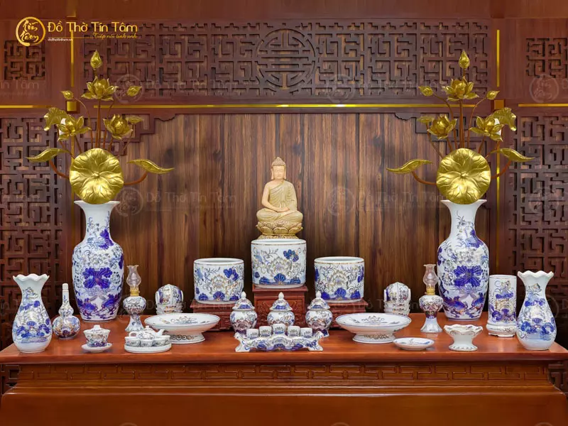 Bộ đồ thờ Bát Tràng ban thờ Phật