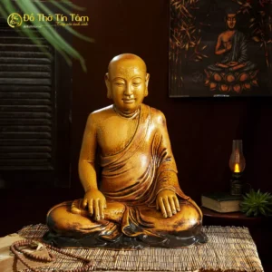 Tượng Phật hoàng Trần Nhân Tông men hoàng thổ Bát Tràng