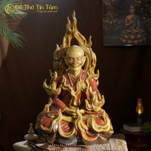 Tượng Bồ tát Thích Quảng Đức gốm Bát Tràng màu đỏ