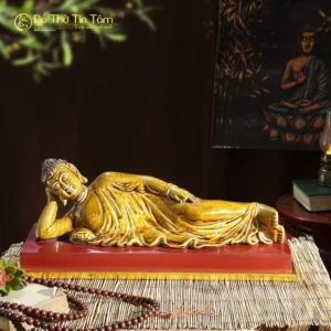 Tượng Phật Thích Ca Mâu Ni nằm men hoàng thổ gốm Bát Tràng
