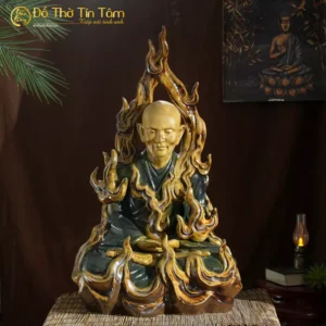 Tượng gốm Bồ tát Thích Quảng Đức men xanh Bát Tràng