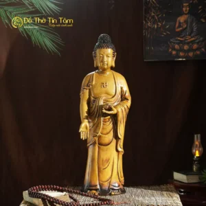 Tượng A di đà đứng men hoàng thổ Bát Tràng