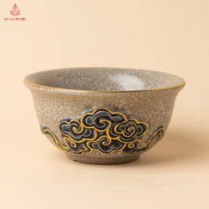 Bộ 6 bát thờ cuốn thư men rạn vẽ vàng