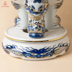 Bộ đỉnh thờ men lam vẽ vàng