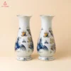Lọ huệ men lam vẽ vàng họa tiết rồng