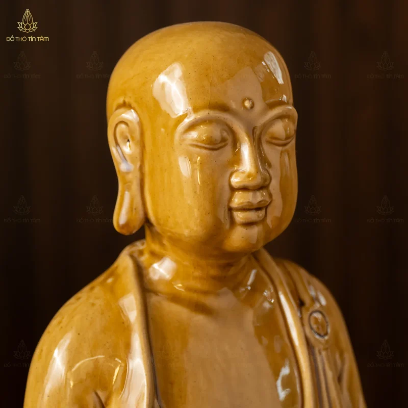 Tượng Bồ Tát Địa Tạng Men Hoàng Thổ