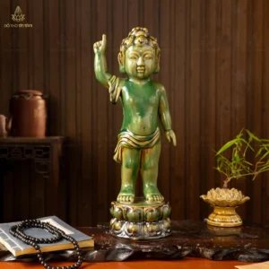 Tượng Phật Đản Sanh Men Xanh Ngọc