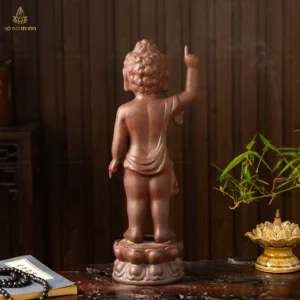 Tượng Phật Đản Sinh Men Nâu Cổ
