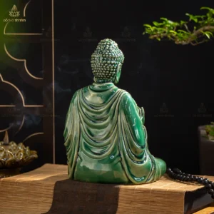 Bộ Tượng Phật Sa Bà Tam Thánh Men Xanh Ngọc