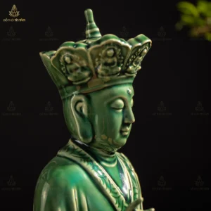 Bộ Tượng Phật Sa Bà Tam Thánh Men Xanh Ngọc