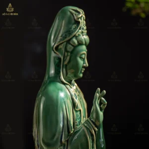 Bộ Tượng Phật Sa Bà Tam Thánh Men Xanh Ngọc