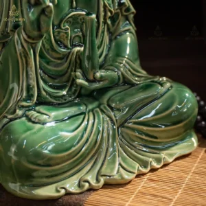 Bộ Tượng Phật Sa Bà Tam Thánh Men Xanh Ngọc