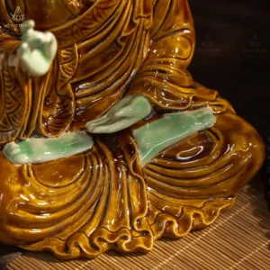 Bộ Tượng Sa Bà Tam Thánh Men Hoàng Thổ Gấm Bát Tràng