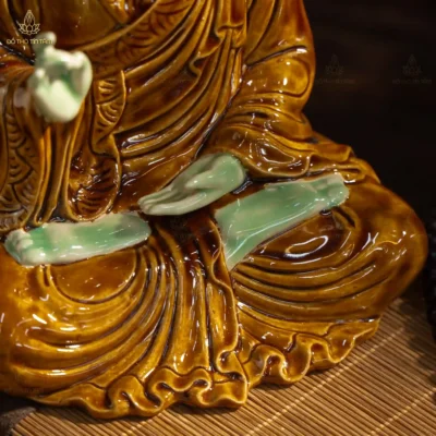 Bộ Tượng Sa Bà Tam Thánh Men Hoàng Thổ Gấm Bát Tràng