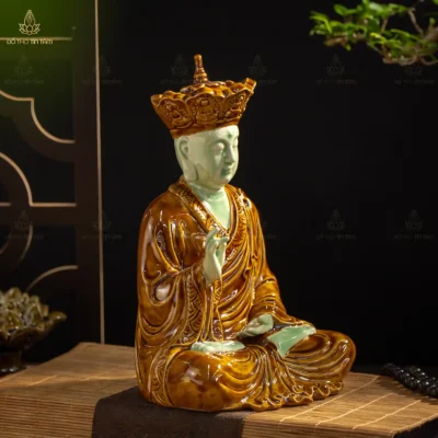 Bộ Tượng Sa Bà Tam Thánh Men Hoàng Thổ Gấm Bát Tràng