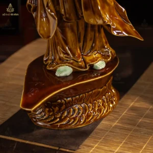 Tượng Bồ Tát Quán Âm Men Hoàng Thổ Gấm