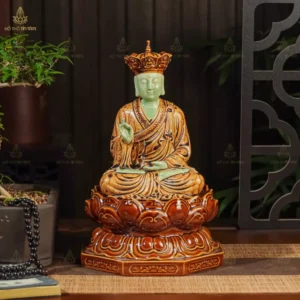 Bộ Tượng Sa Bà Tam Thánh Tọa Sen Men Mát-