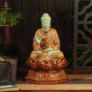 Bộ Tượng Sa Bà Tam Thánh Tọa Sen Men Mát-