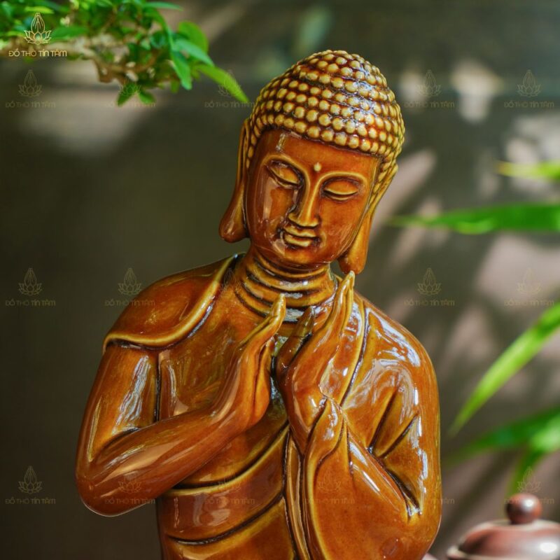 Tượng Phật An Nhiên Hoan Hỷ Men Hoàng Thổ