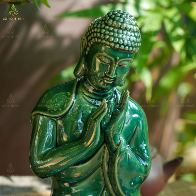 Tượng Phật An Nhiên Hoan Hỷ Men Xanh Lá