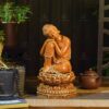 Tượng Phật An Nhiên Ngồi Đài Sen Men Hoàng Thổ
