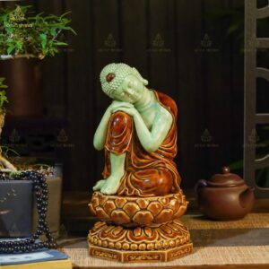 Tượng Phật An Nhiên Ngồi Men Hoàng Thổ Gấm