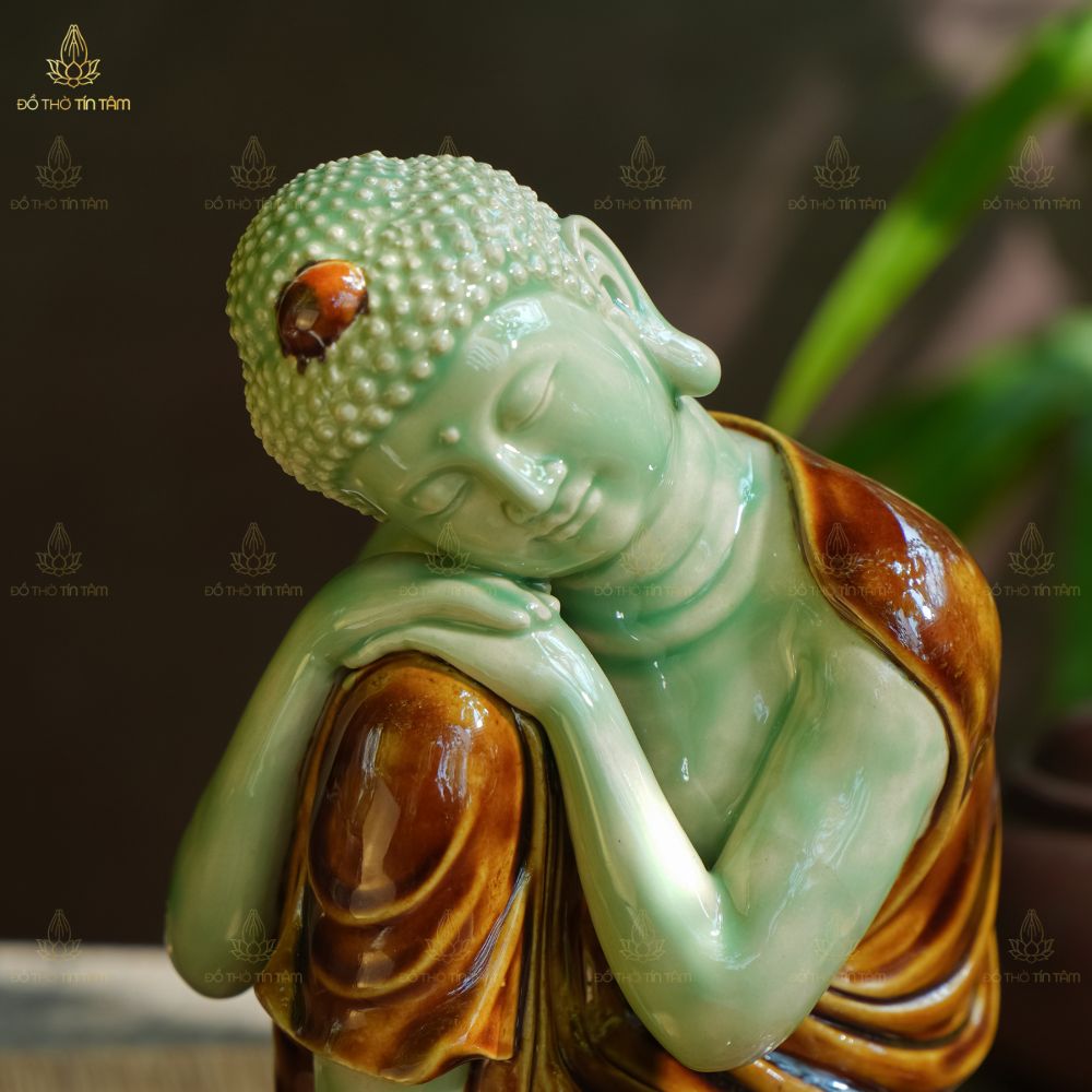 Tượng Phật An Nhiên Ngồi Men Hoàng Thổ Gấm-5 Tượng Phật An Nhiên Ngồi Men Hoàng Thổ Gấm