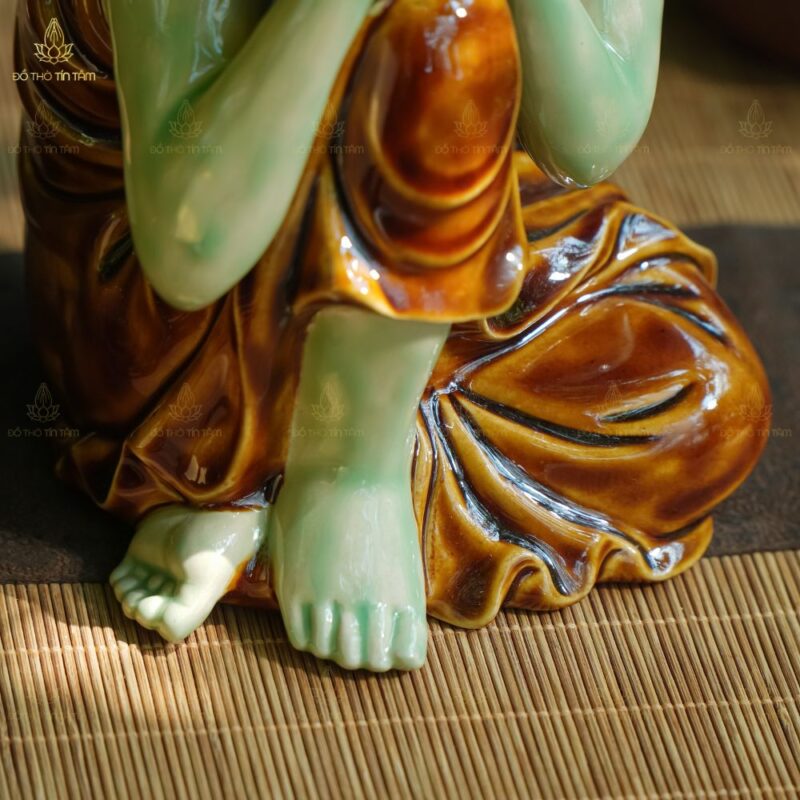 Tượng Phật An Nhiên Ngồi Men Hoàng Thổ Gấm