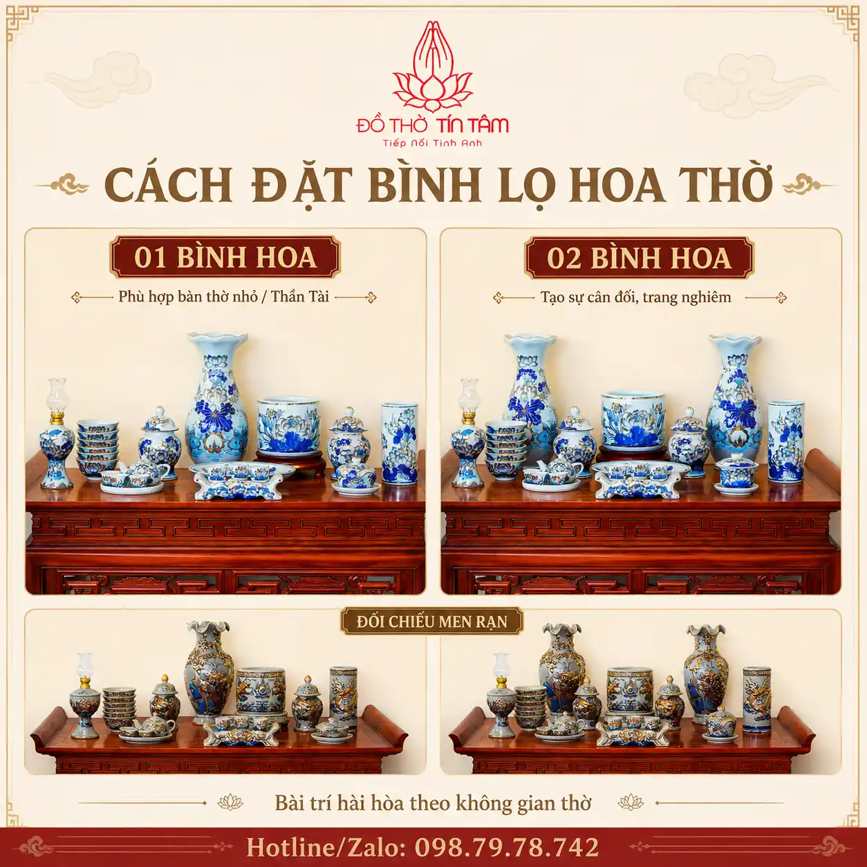 cách đặt lọ hoa trên bàn thờ