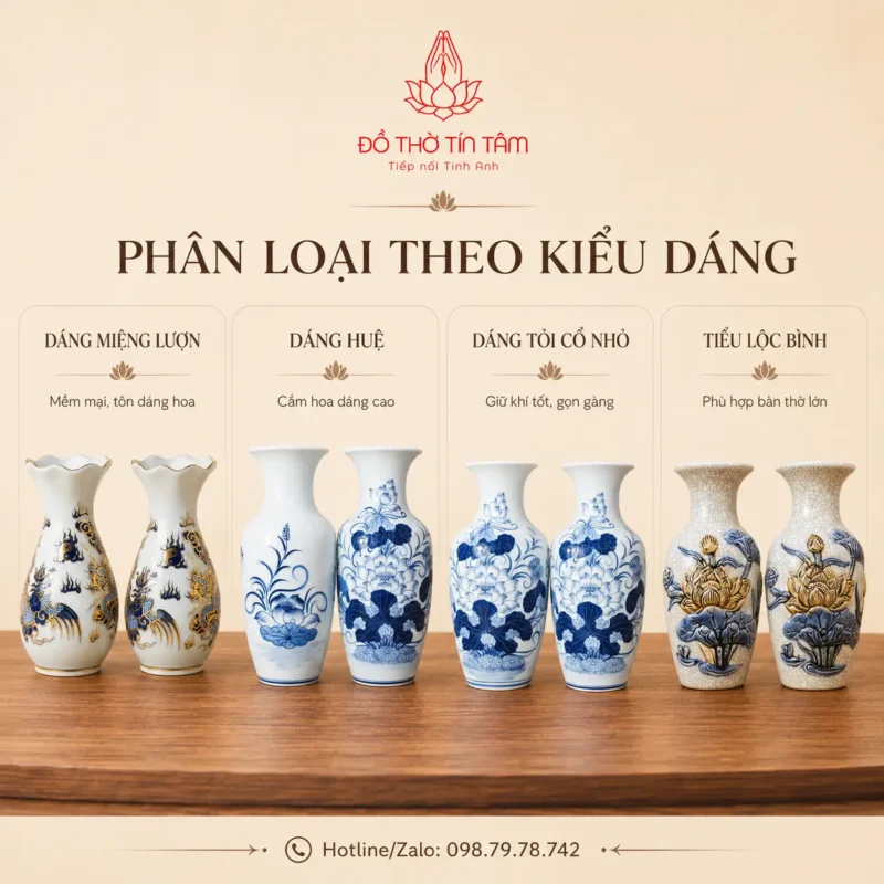 mẫu lọ hoa miệng lượn, miệng tròn thờ cúng bát tràng